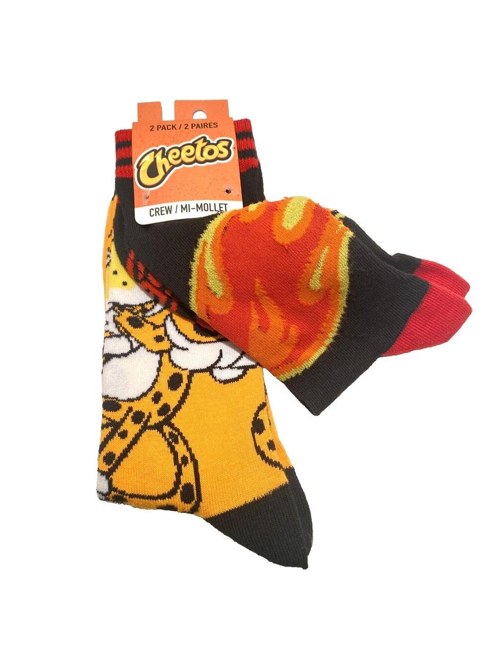 Cheetos Socks Flaming Hot Fire Orange Crew Socks Mascot New Funny Socks 2 Pack